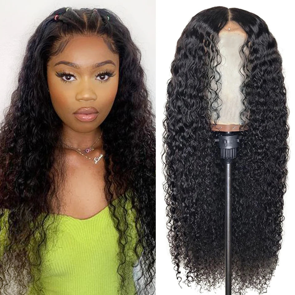 ALI ANNABELLE Curly Lace Closure Wigs Human Hair Wigs For Women Pre Plucked Hairline 4x4 Kinky Curly Lace Front Human Hair Wigs