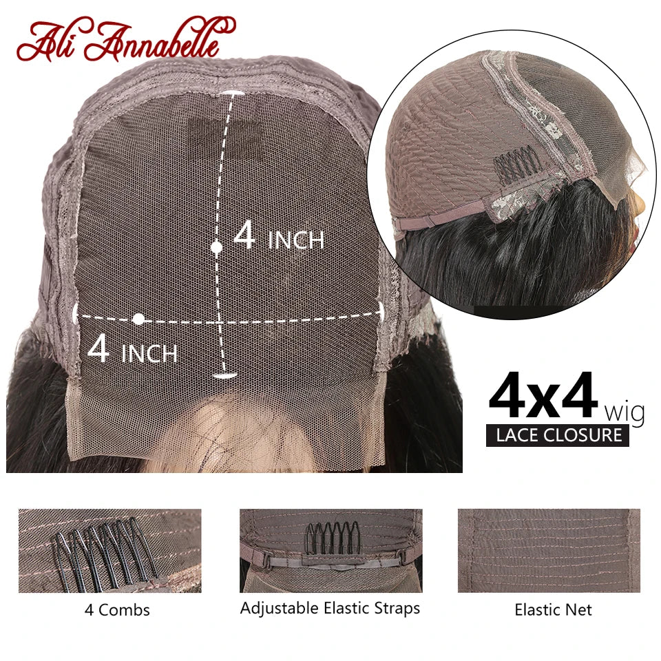 ALI ANNABELLE Curly Lace Closure Wigs Human Hair Wigs For Women Pre Plucked Hairline 4x4 Kinky Curly Lace Front Human Hair Wigs