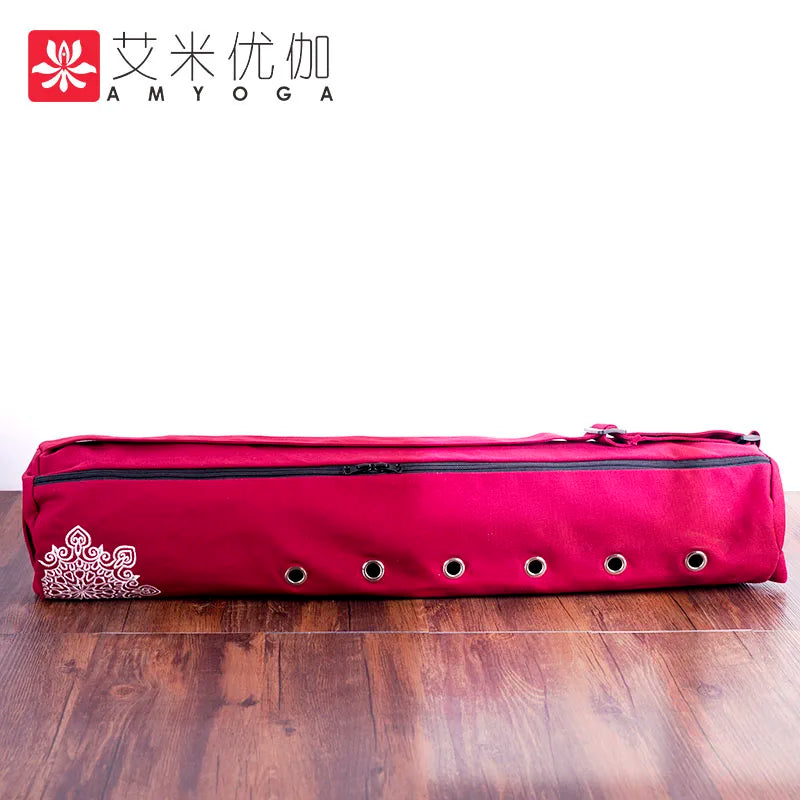 durable canvas cotton yoga mat bag with large zipper opening easy loading mat