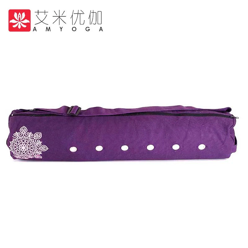 durable canvas cotton yoga mat bag with large zipper opening easy loading mat