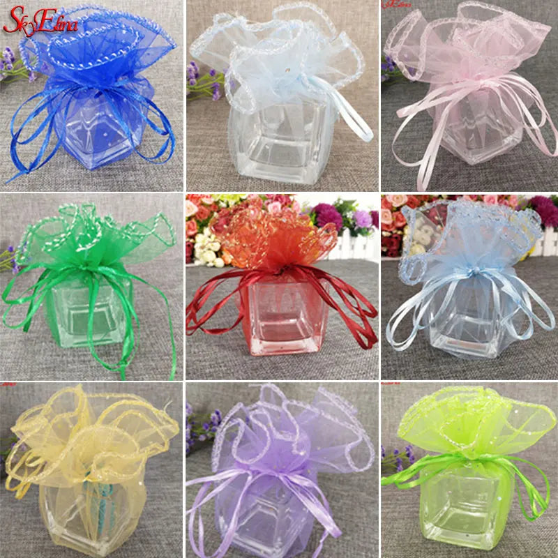 10/50/100Pc 26/35CM Gifts Round Organza Bag Gauze Element Drawable Bag Jewelry Pouches Wedding Favors And Wedding Party bags 6Z