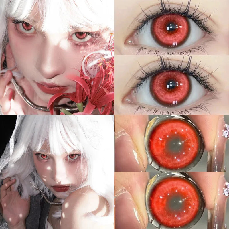 YIMEIXI 2 Pcs Cosplay Gold Colored Contacts Lenses with Degree Halloween Lenses Anime Purple Lenses Big Eyes Soft Makeup Pupils