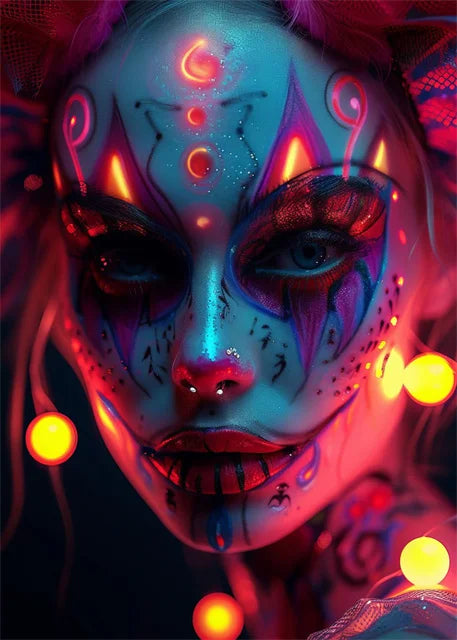 Cyber Mask Cool Girl Canvas Posters and Prints Halloween Makeup Girl Pictures Canvas Paintings for Home Bedroom Decor No Frame