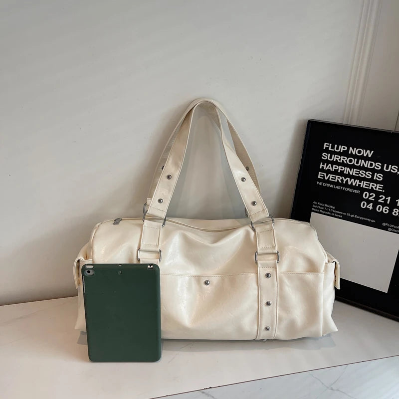 Gym Bag, Outdoor Travel Storage Backpack, Leather Material, Multiple Compartments, Suitable for Both Men and Women