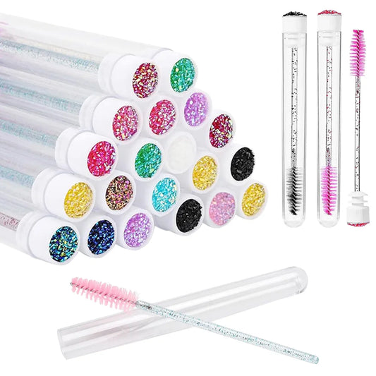 25/50Pcs Eyelash Brush Tubes Crystal Lash Mascara Wands Eyebrow Comb Spoolies Container Lashes Brushes Applicators Makeup Tools