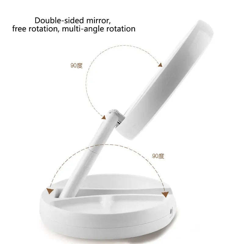 1X 10x Magnifying Vanity Mirror with LED Lighted Flexible Foldable Desk Makeup Mirror Lighting Dressing Makeup Lamp