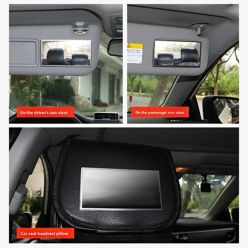 Sunshade, Rearview Mirror, Makeup Mirror, High-definition Universal Rearview Mirror - Stainless Steel Adhesive Transparent Glass