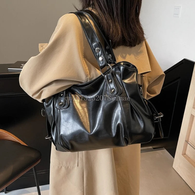 Fashion Classic Versatile Large Capacity Shoulder Bag Soft Commuter Retro Handbag Pu Leather Ladies Tote Bags Women Shopping Bag