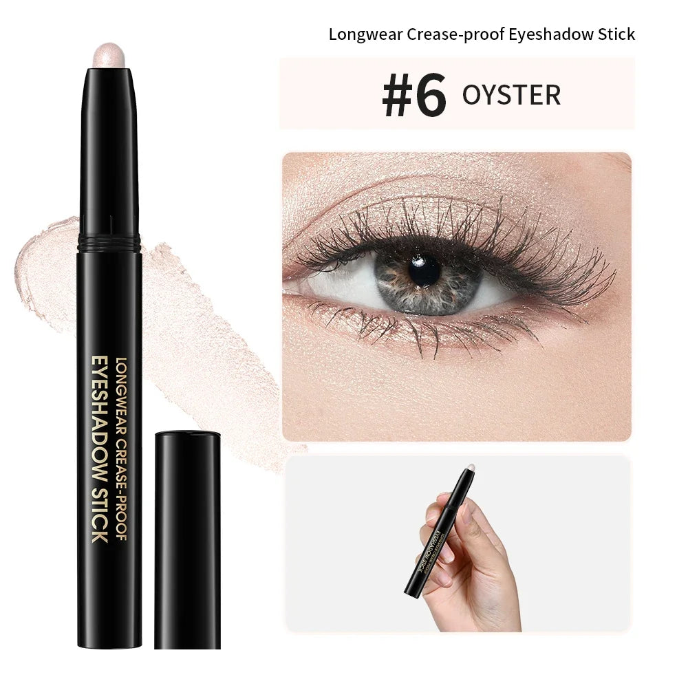 10 Colors Longwear Crease-proof Eyeshadow Pencil Stick Lasting Glitter Shimmer Matte Eye Shadow Highlighter Pen Eyes Makeup Tool