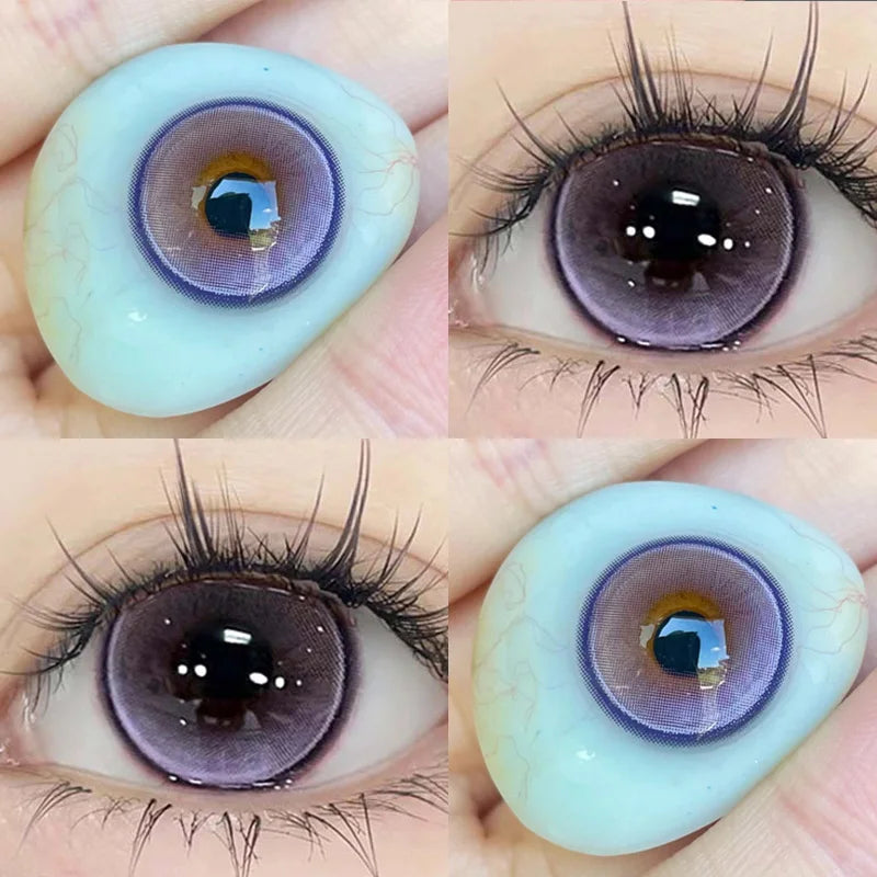 YIMEIXI 1 Pair New Colored Contacts Lenses with Myopia 0~-8.00 Degree Yearly Cosplay Cosmetic Makeup Pupils 14.5mm Blue Eye Lens