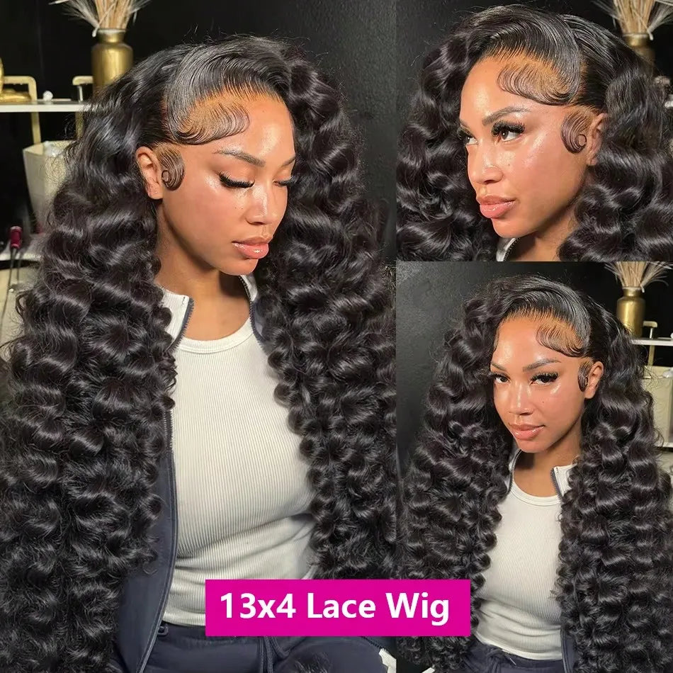 30 40 inch 250 Density Loose Deep Wave HD 13x6 Lace Frontal Human Hair Wigs 100% Brazilian Curly 13x4 Lace Front Wig Ready to Go