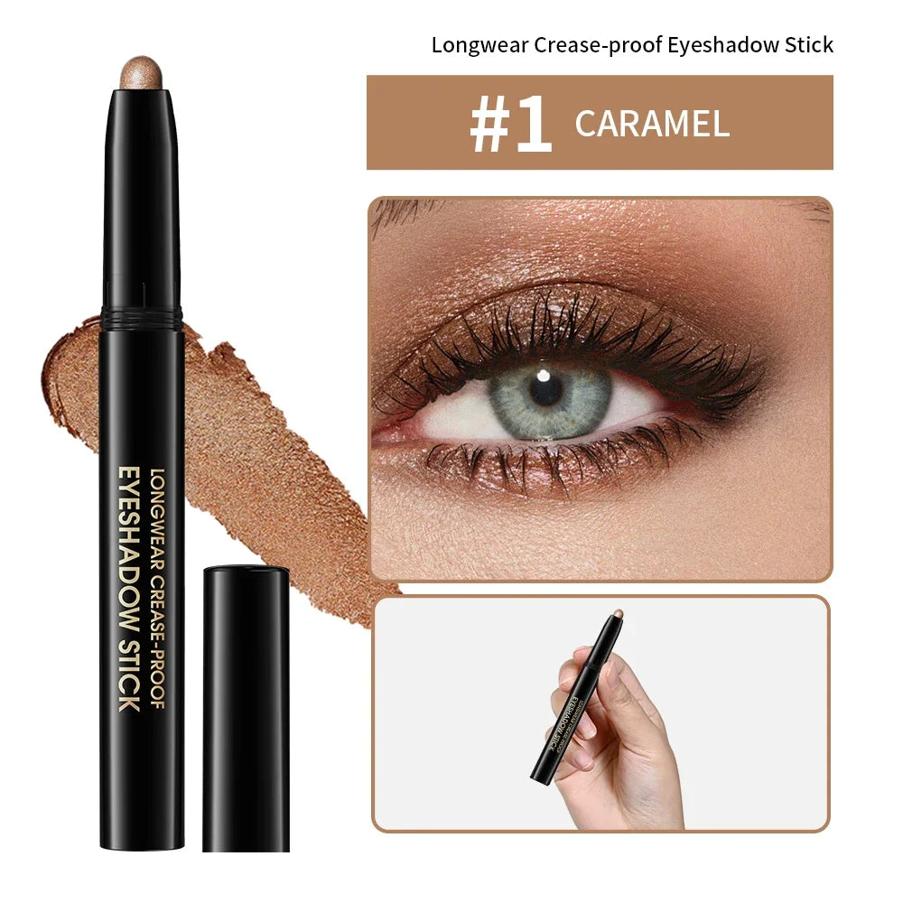 10 Colors Longwear Crease-proof Eyeshadow Pencil Stick Lasting Glitter Shimmer Matte Eye Shadow Highlighter Pen Eyes Makeup Tool