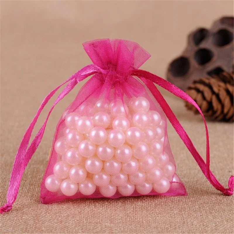 50pcs Organza Wedding Gift Jewelry Bag Packaging Net Organza Pochette Cadeau Organza Bags Bolsa Organza Gift Pouches 50%