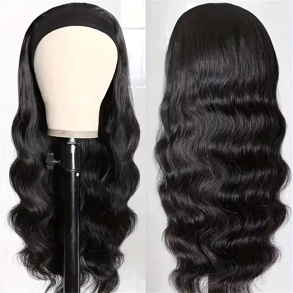 8 40 inches Body Wave Headband Wig Human Hair Bone Human Hair Wigs Full Machine Made Easy to Go 200% Density Human Hair Wigs