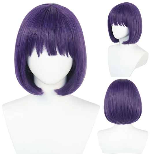 School Short Purple My Dress-Up Darling Kitagawa Marin 12inch Straight Synthetic Girls Cosplay Wig for Halloween Christmas