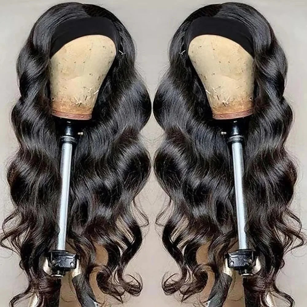 8 40 inches Body Wave Headband Wig Human Hair Bone Human Hair Wigs Full Machine Made Easy to Go 200% Density Human Hair Wigs