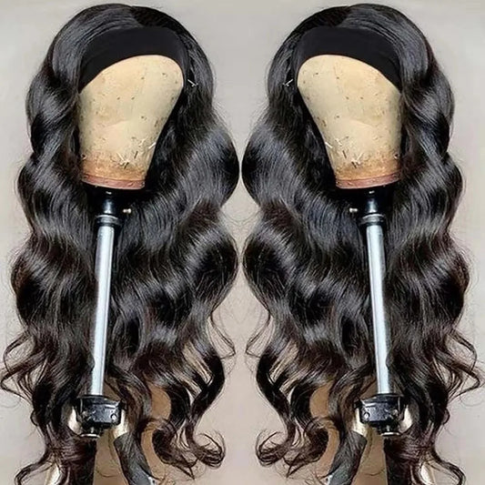 8 40 inches Body Wave Headband Wig Human Hair Bone Human Hair Wigs Full Machine Made Easy to Go 200% Density Human Hair Wigs
