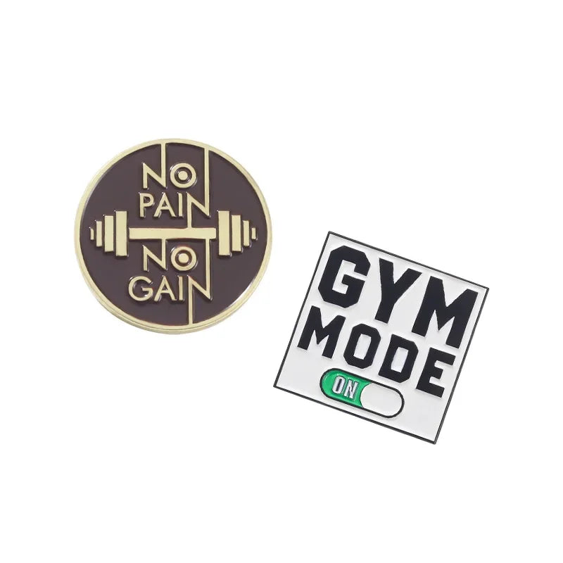 Gym Mooe Enamel Pins No Pain No Gain Excitation Encourage Brooches Backpack Lapel Badge Sports Lover Jewelry Gifts Free Shipping