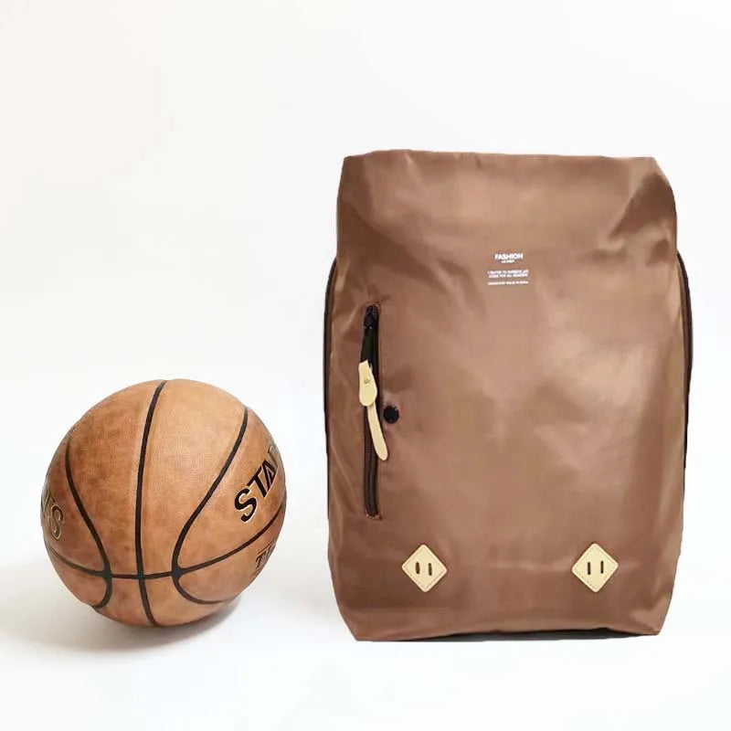 Nylon Fabric Backpack Dual Shoulder Bag for Tennis, Basketball, and Badminton with Built-In Racket Straps, Simple Travel Bags