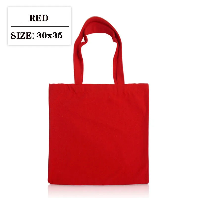 Canvas Cloth Bag Cotton Shopping grocery bags Resuable fabric shoulder bag Folding Tote Portable Handbags School Pen Storage Bag
