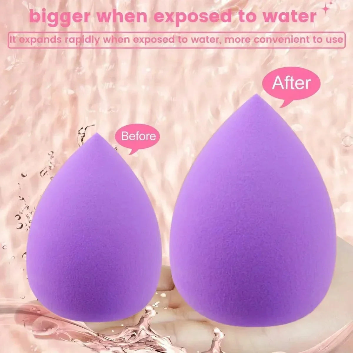 20pcs Purple Makeup Tools Kit Makeup Sponge Finger Puff Air Cushion Headband Wristband Makeup Remover Puff Holiday Gift