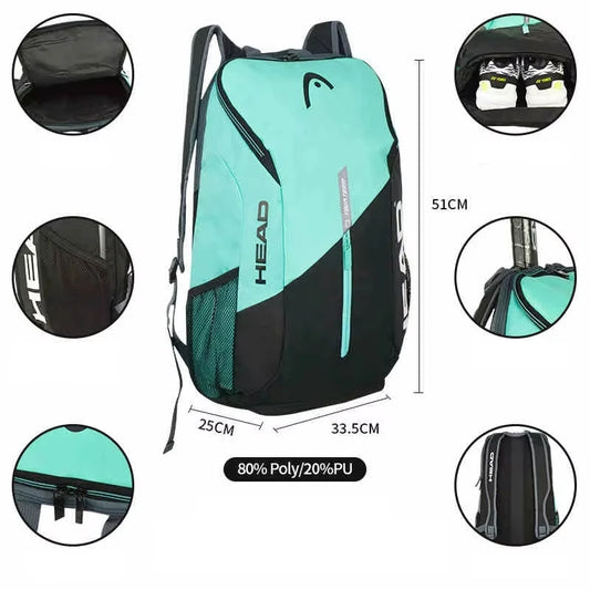 HEAD Tennis Backpack Large Capacity Outdoor Sport Bag TOUR TEAM Multifunctional Tenis Padel Racket Bag With Shoe Compartment
