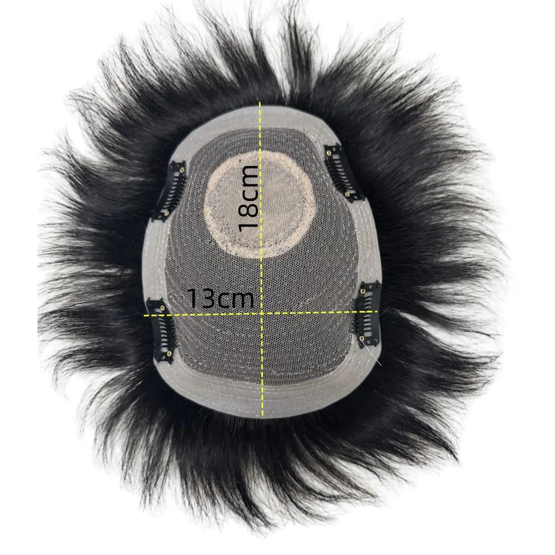 Man Toupee with 4 Clips on Short Real Human Hair Replacement System Prosthetic Men's Wig Male Pieces For Men Baldness