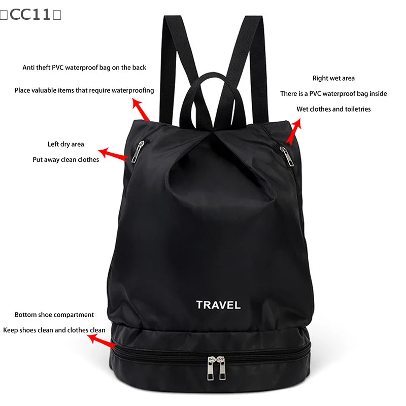 〔CC11〕Wet Dry Separation Fitness Bag Swimming Bag Waterproof Travel Sport Bag Basketball Soccer Pouch Hiking Climbing Backpack