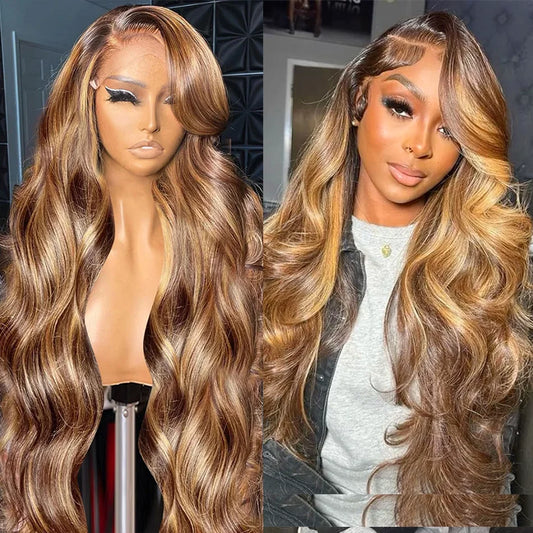 Highlight Wig 100% Human Hair 13x6 Hd Lace Frontal Wig Honey Blonde Lace Front Wigs human Hair Body Wave 4x4 5x5 Closure Wig