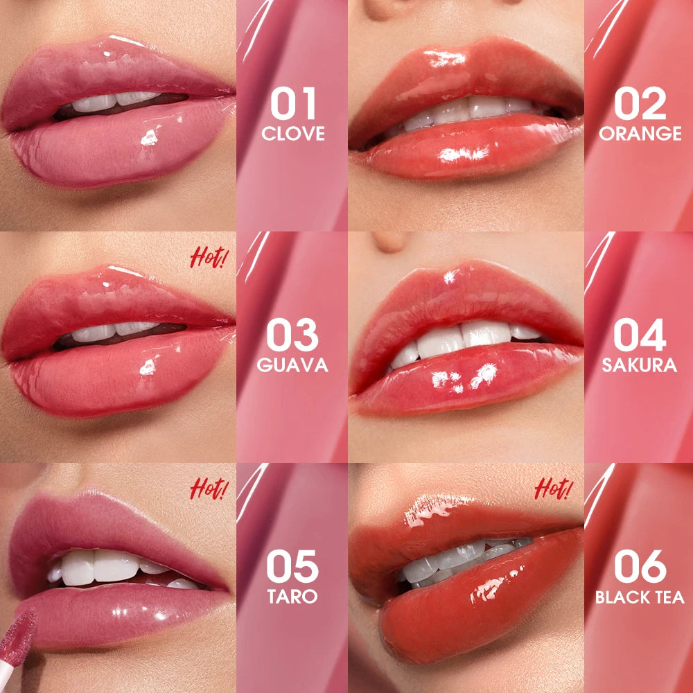 O.TWO.O Lip Gloss Lip Tint Glow Lightweight Hydrating Moisturizing Non-Sticky Long Lasting Plump Red High-shine Lip Glaze Makeup