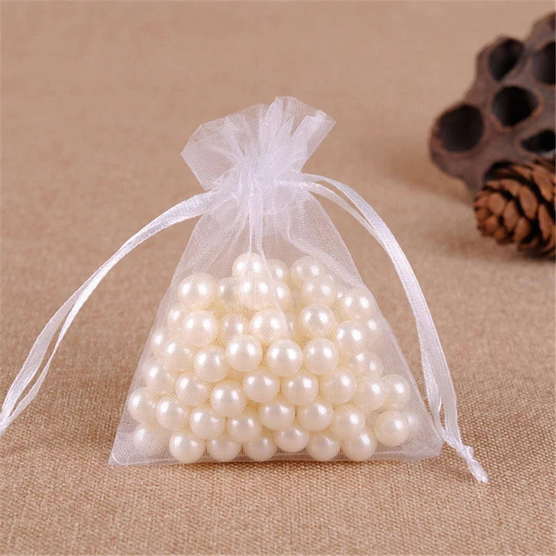50pcs Organza Wedding Gift Jewelry Bag Packaging Net Organza Pochette Cadeau Organza Bags Bolsa Organza Gift Pouches 50%
