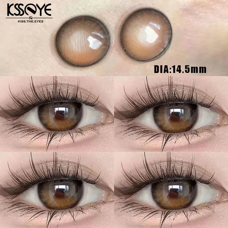 KSSEYE 1 Pair Natural Color Contact Lenses for Eyes with Myopia Diopter High Quality Eyes Color Lens Makeup Yearly Fast Shipping