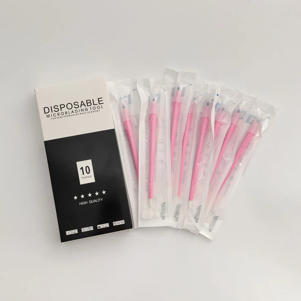 10Pcs 0.15mm 18U Disposable Microblading Tattoo Pen Permanent Makeup Eyebrow Manual Tattoo Pen
