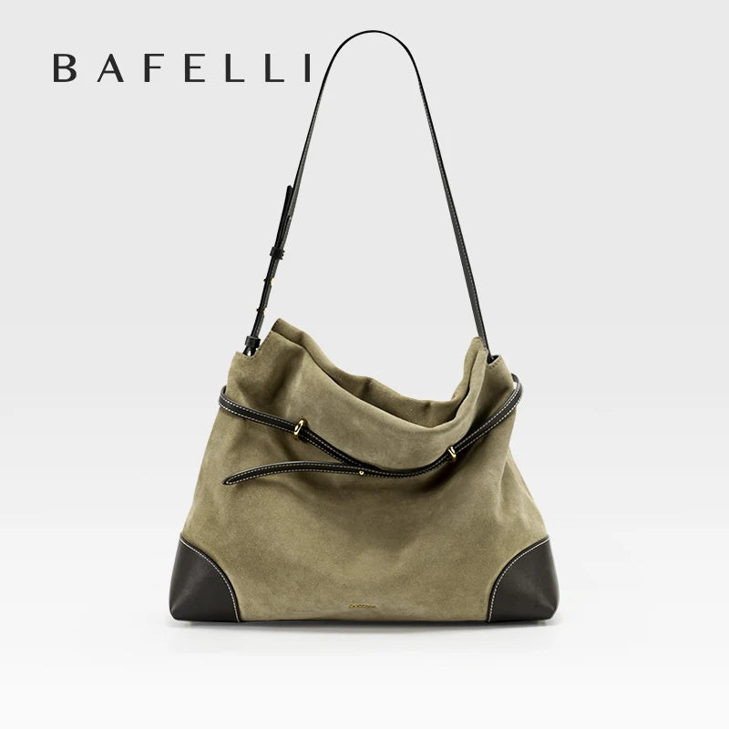 ﻿Genuine Suede Women's Bag Large Capacity Crossbody Underarm Tote for Commuting Multi-functional Hobo Bag