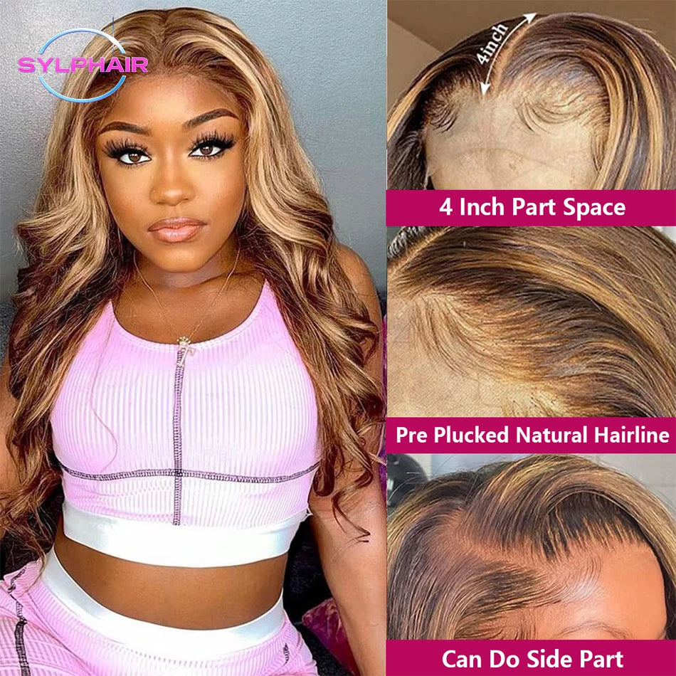 Highlight Wig Human Hair Body Wave Brazilian Hair 13x6 Hd Lace Frontal Wig For Women Glueless Blonde Lace Front Wig Human Hair