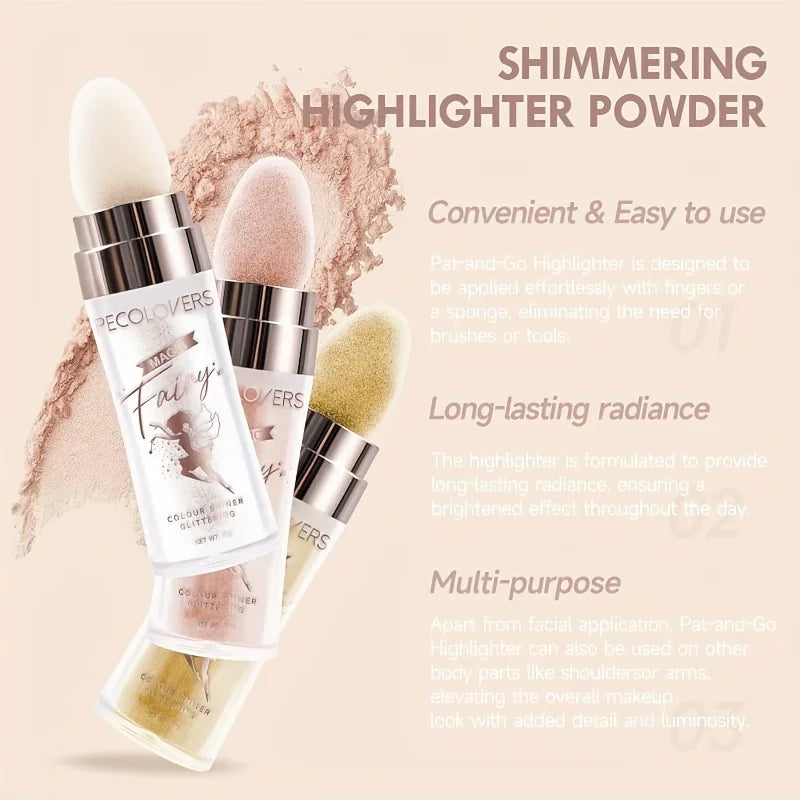 1PC Shimmer Fairy Powder White Purple Blue Loose Highlighter Face Body Glitter Wand Makeup Bronzer Illuminator Cosmetic