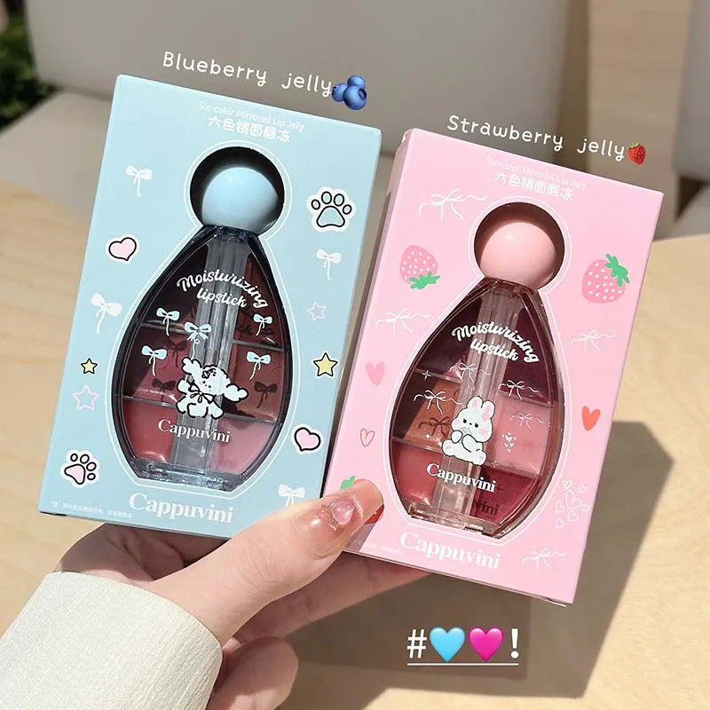 Cappuvini Six Colors Water Light Lip Gloss Moisturizing Easy to Coloring Lip Glaze Makeup Lipstick