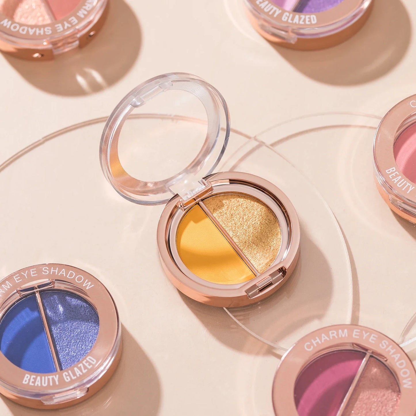 BEAUTY GLAZED 2 IN 1 Eye Shadow Palette Matte Glitter Eyeshadow Neon Nude Red Piow Pigments Shadow Professional Makeup Palette