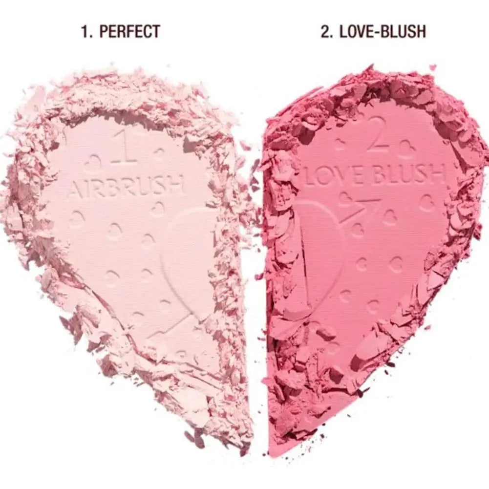 Natural Gradient Makeup Effect Glossy Powder Delicate Smooth Daily Dual-color Blush Dual-color Heart-shaped Peach Pink Blush