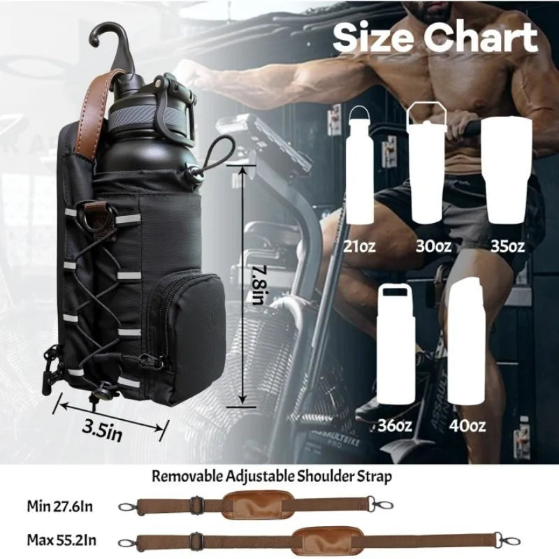 Magnetic Gym Crossbody Bag - Water Bottle Holder with Phone Pocket & Key Clip (Fitness Essentials Organizer for Men/Women)