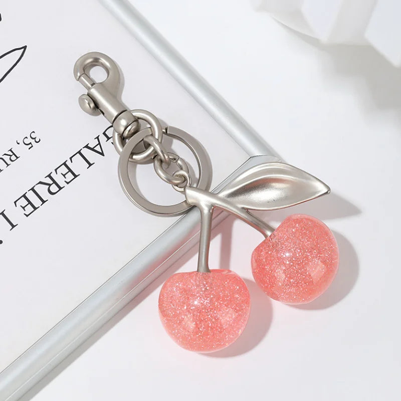 Hot Sale Beautiful 3D Balloon Dog Bag Charms Cute Cherry Purse Trinkets Pearl Phone Charm Keychain Pendant For Bags Accessories