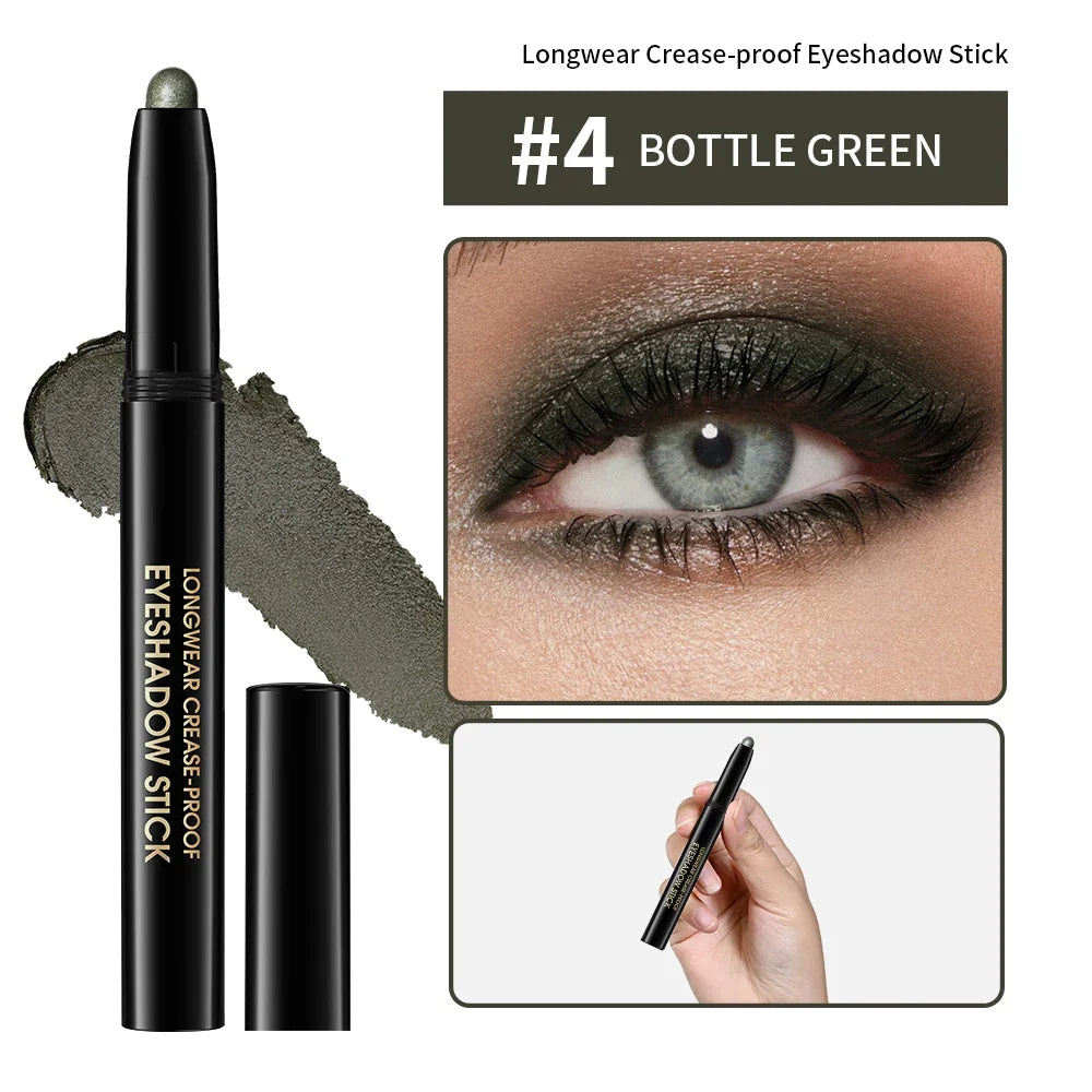 10 Colors Longwear Crease-proof Eyeshadow Pencil Stick Lasting Glitter Shimmer Matte Eye Shadow Highlighter Pen Eyes Makeup Tool
