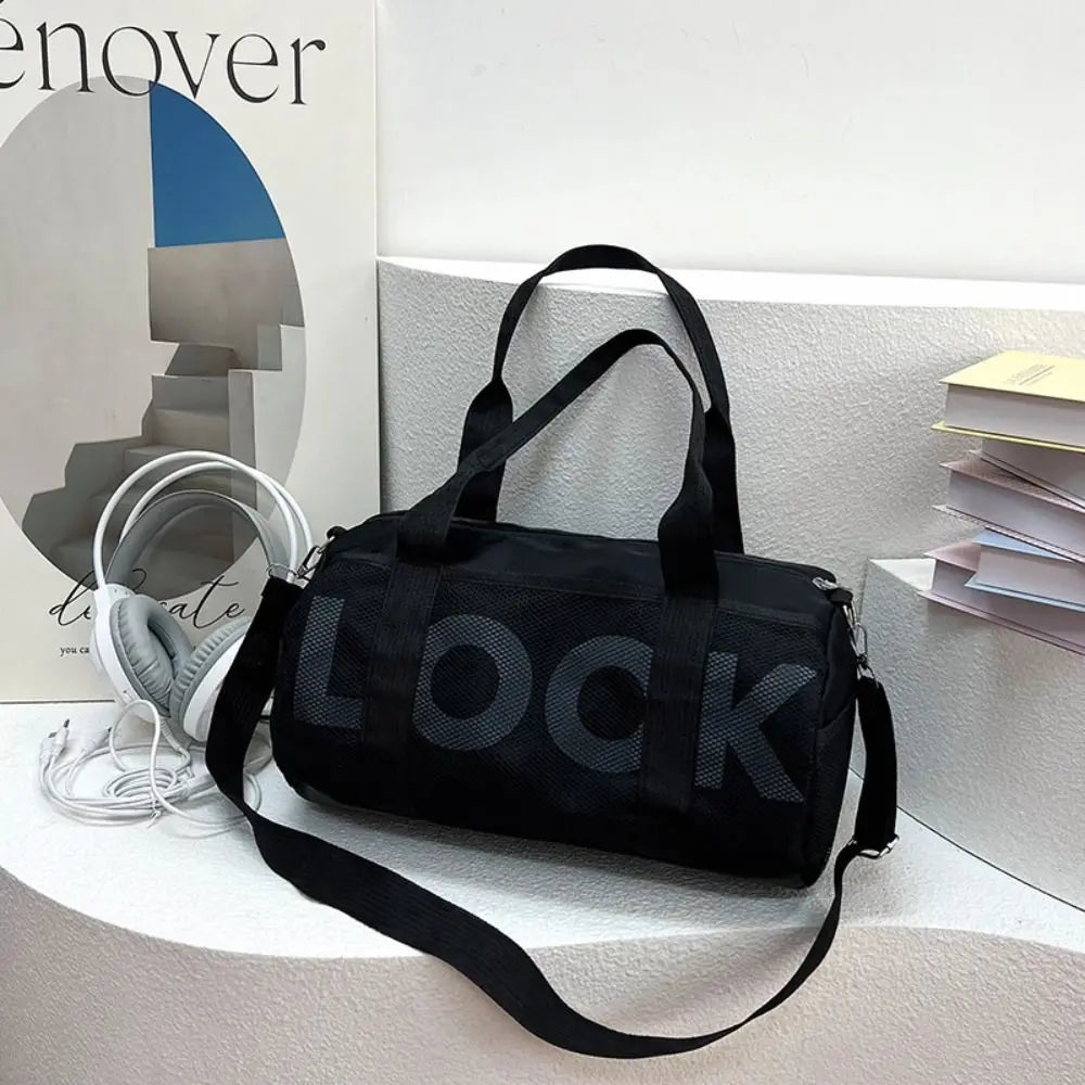 New Letter Printing Beach Shoulder Bag Large Capacity Solid color Travel Luggage Bag Nylon Handbag Fitness Yoga Bag