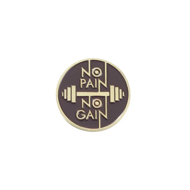 Gym Mooe Enamel Pins No Pain No Gain Excitation Encourage Brooches Backpack Lapel Badge Sports Lover Jewelry Gifts Free Shipping