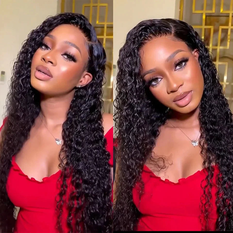 ALI ANNABELLE Curly Lace Closure Wigs Human Hair Wigs For Women Pre Plucked Hairline 4x4 Kinky Curly Lace Front Human Hair Wigs
