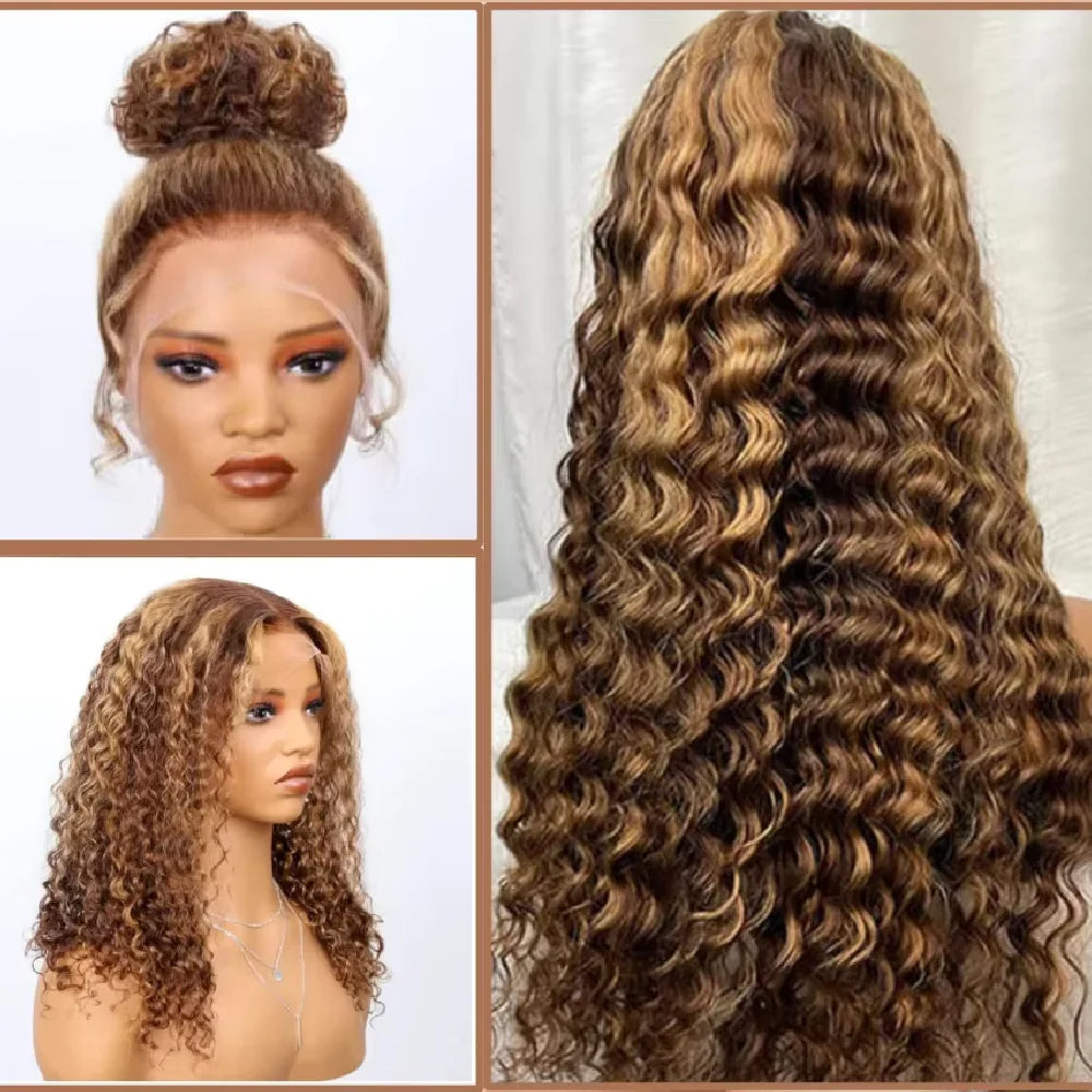 40 Inch Deep Wave Human Hair Wigs 427 Highlight 5x5 Hd Lace Frontal Wig 100% Human Hair 200 Density Pre Plucked Brazilian Hair