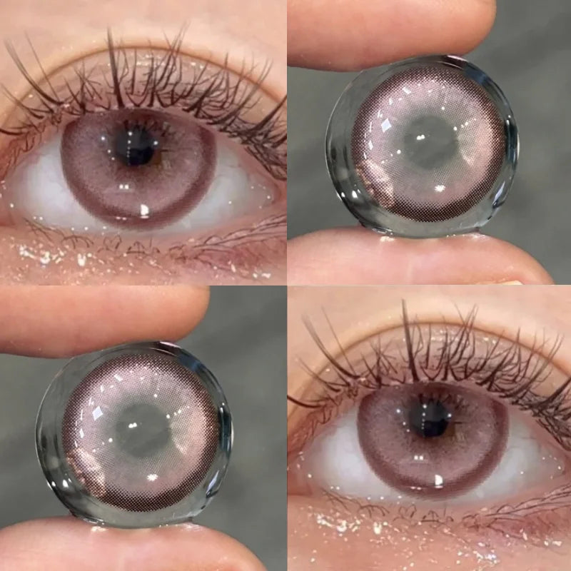 KSSEYE 2PCS Red Contact Lenses with Prescription Beauty Pupils Natural Soft Eye Pink Lenses Makeup Cosplay Fast Shipping Yearly