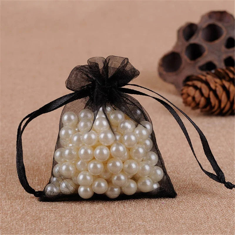 50pcs Organza Wedding Gift Jewelry Bag Packaging Net Organza Pochette Cadeau Organza Bags Bolsa Organza Gift Pouches 50%