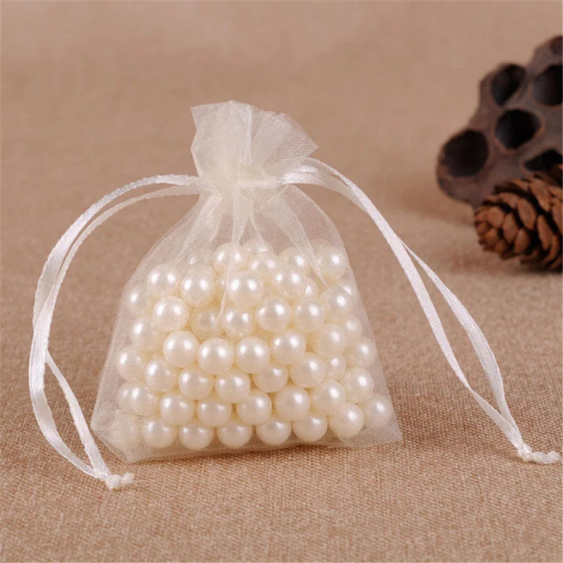 50pcs Organza Wedding Gift Jewelry Bag Packaging Net Organza Pochette Cadeau Organza Bags Bolsa Organza Gift Pouches 50%