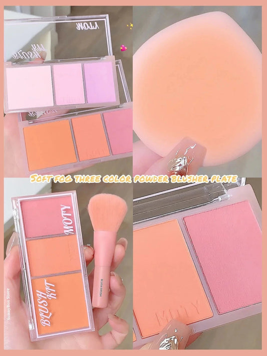 Pink Series 3 Colors Blush Makeup Palette Mashed Potato Texture Matte Cheek Tint Contour Shadow Blusher Cosmetics Rouge Powder